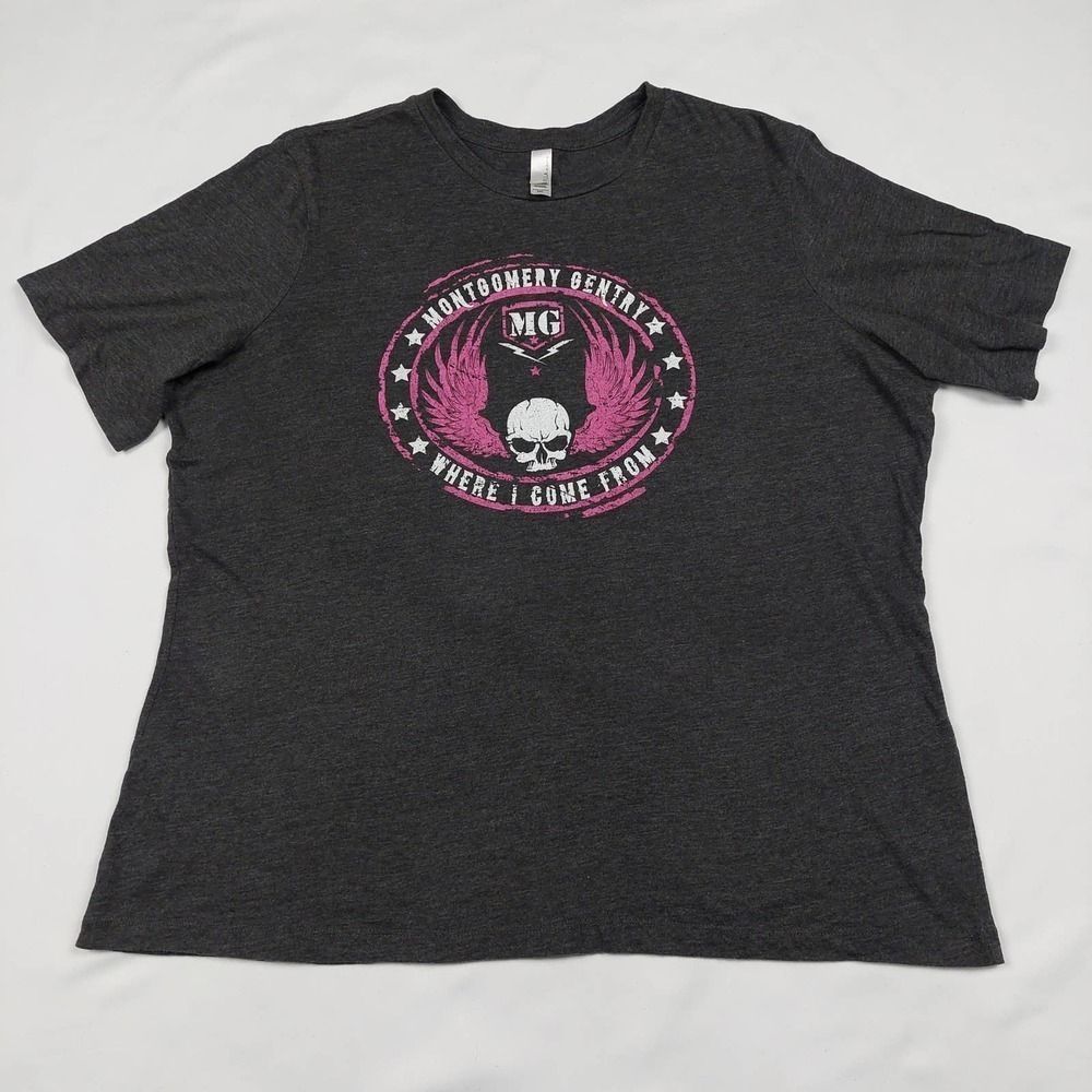 3/$15🔥 MONTGOMERY GENTRY GRAY AND PINK CONCERT T-SHIRT SIZE 2XL